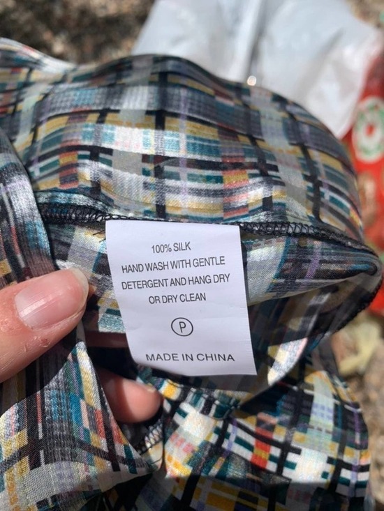 NWOT Marie Oliver 100% Silk Multi Colored Ruffle Plaid Blouse - Picture 8 of 8